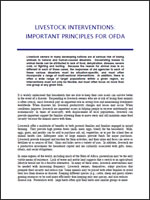 Livestock Interventions: Important Principles for OFDA
